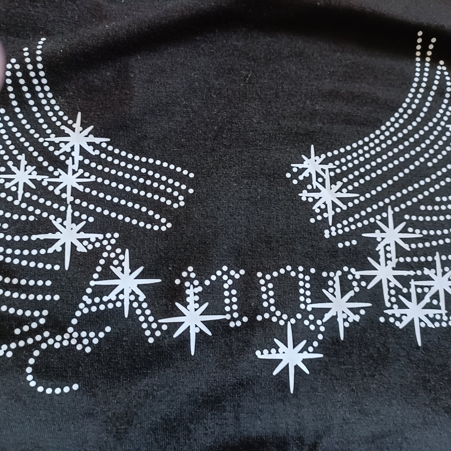 Black T-Shirt with Angel Wings Graphic