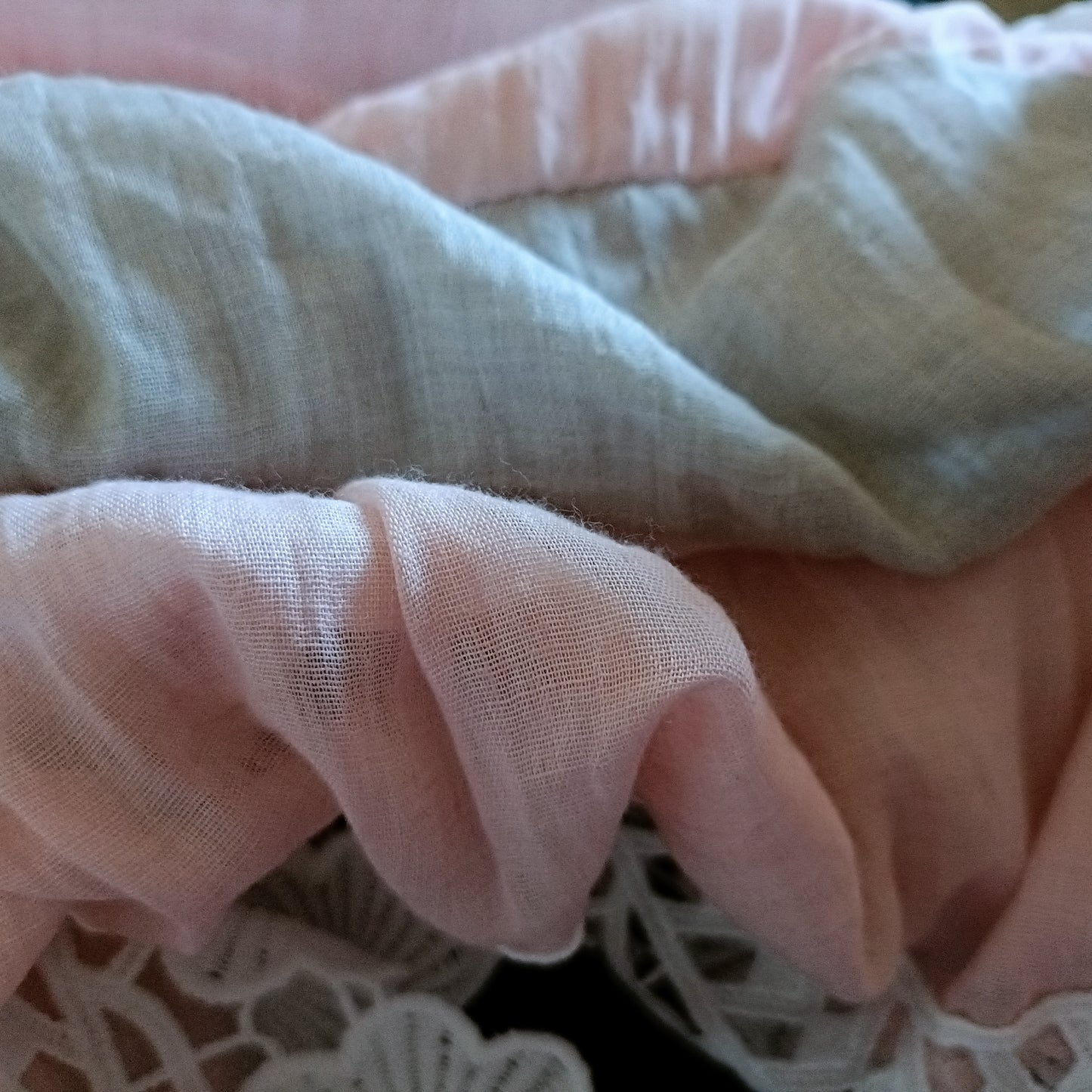 Striped Cold Shoulder Top with Lace Trim