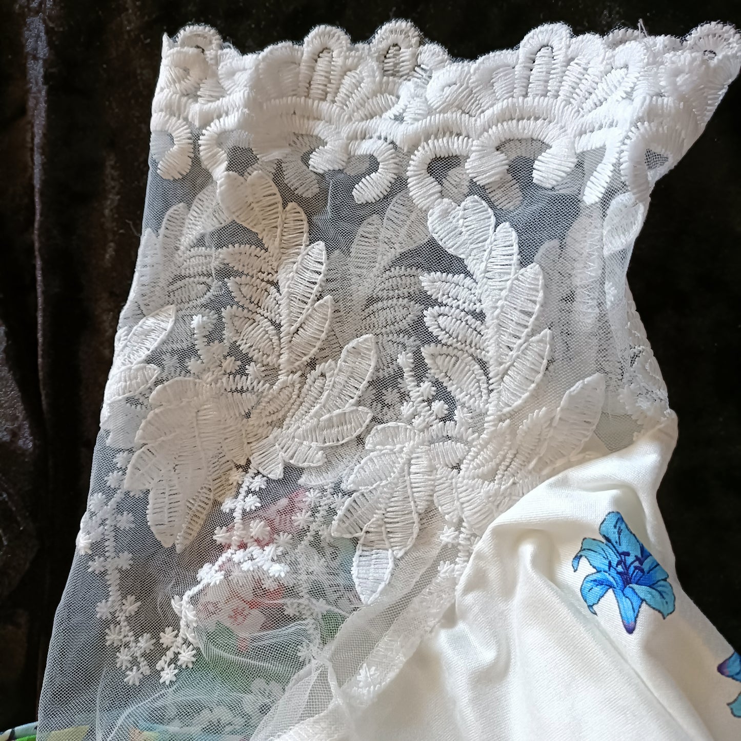 Floral Print Dress with Lace Sleeves