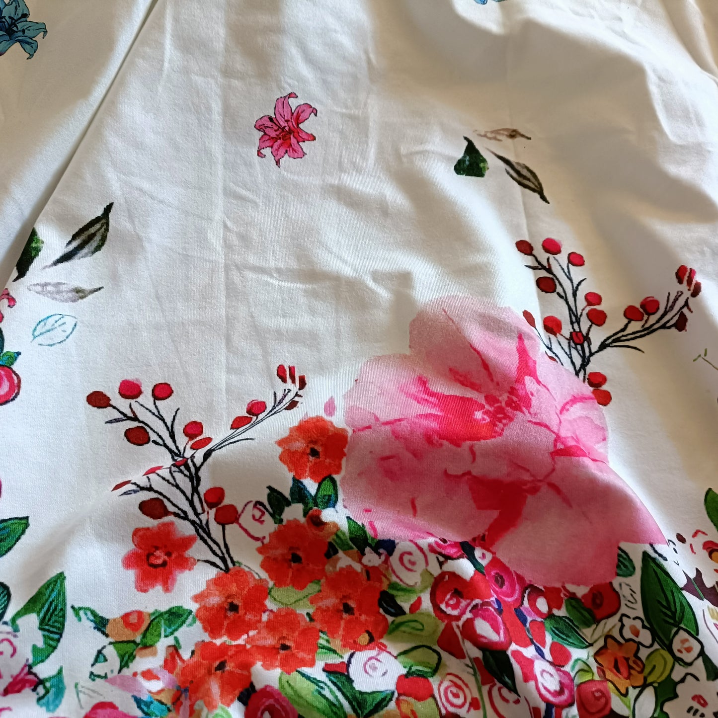 Floral Print Dress with Lace Sleeves