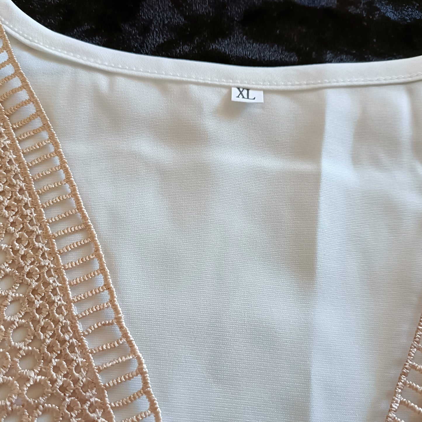 White Sleeveless Top with Gold Lace Trim