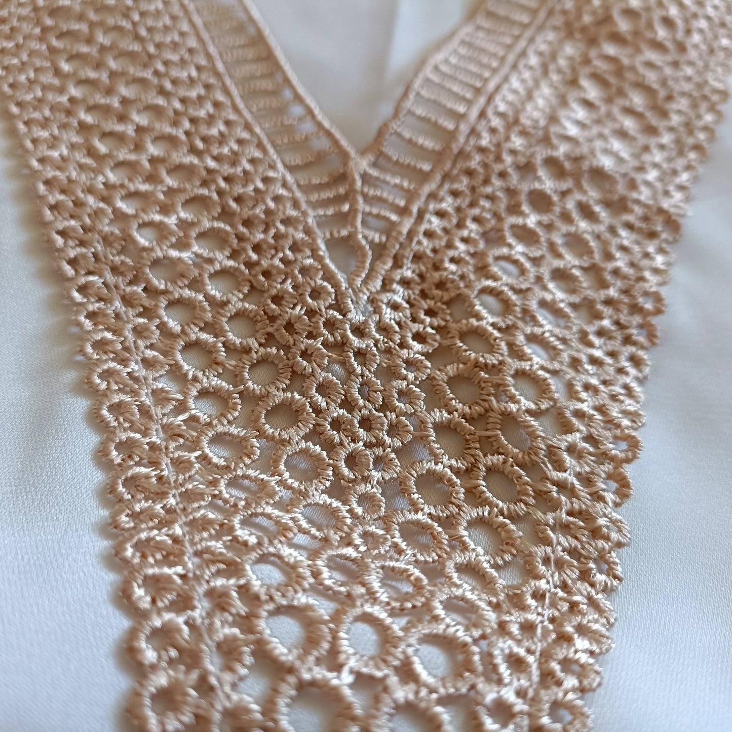 White Sleeveless Top with Gold Lace Trim