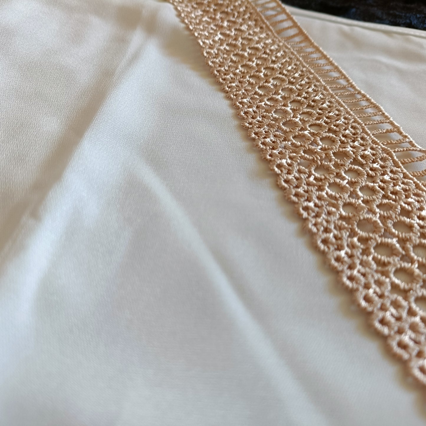 White Sleeveless Top with Gold Lace Trim