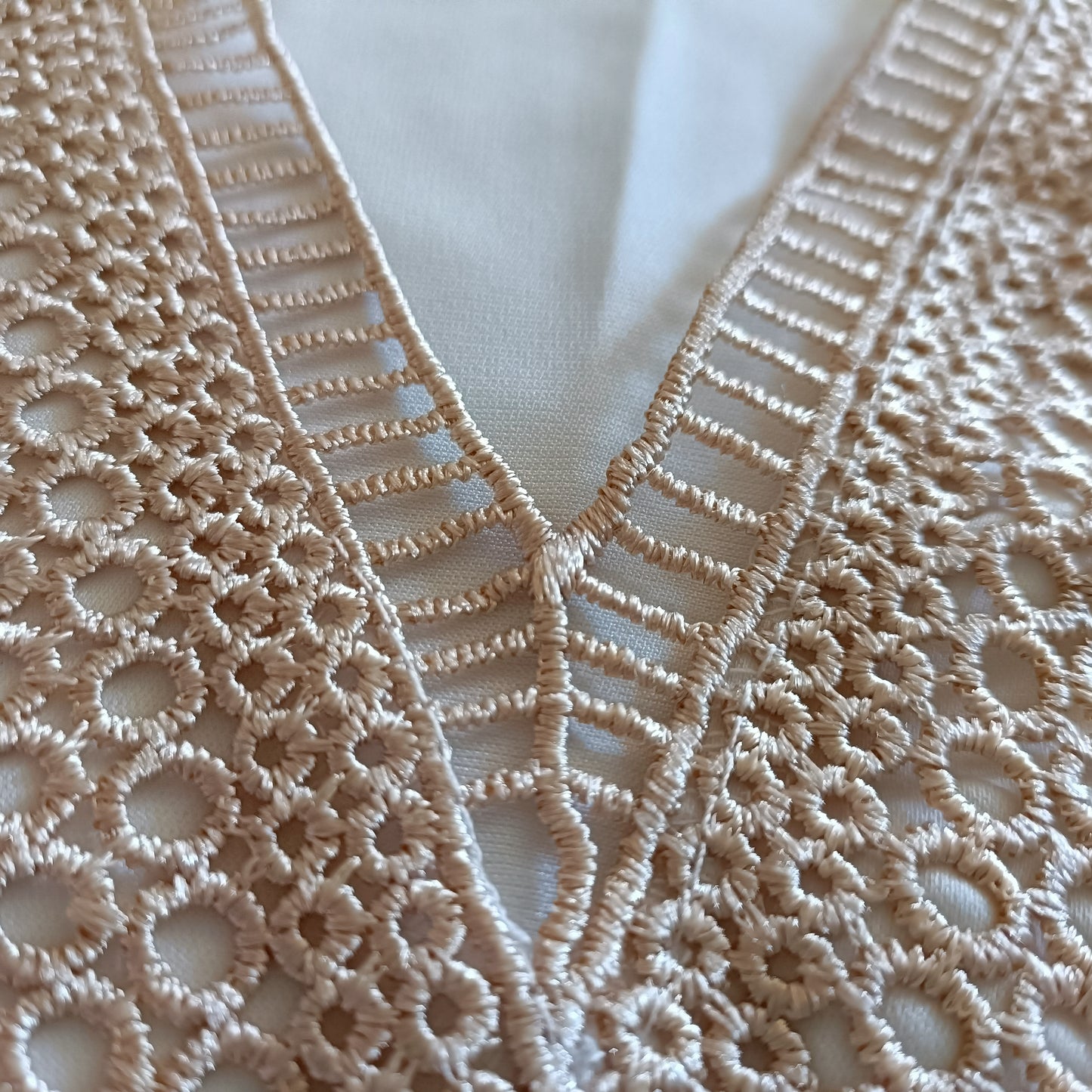 White Sleeveless Top with Gold Lace Trim