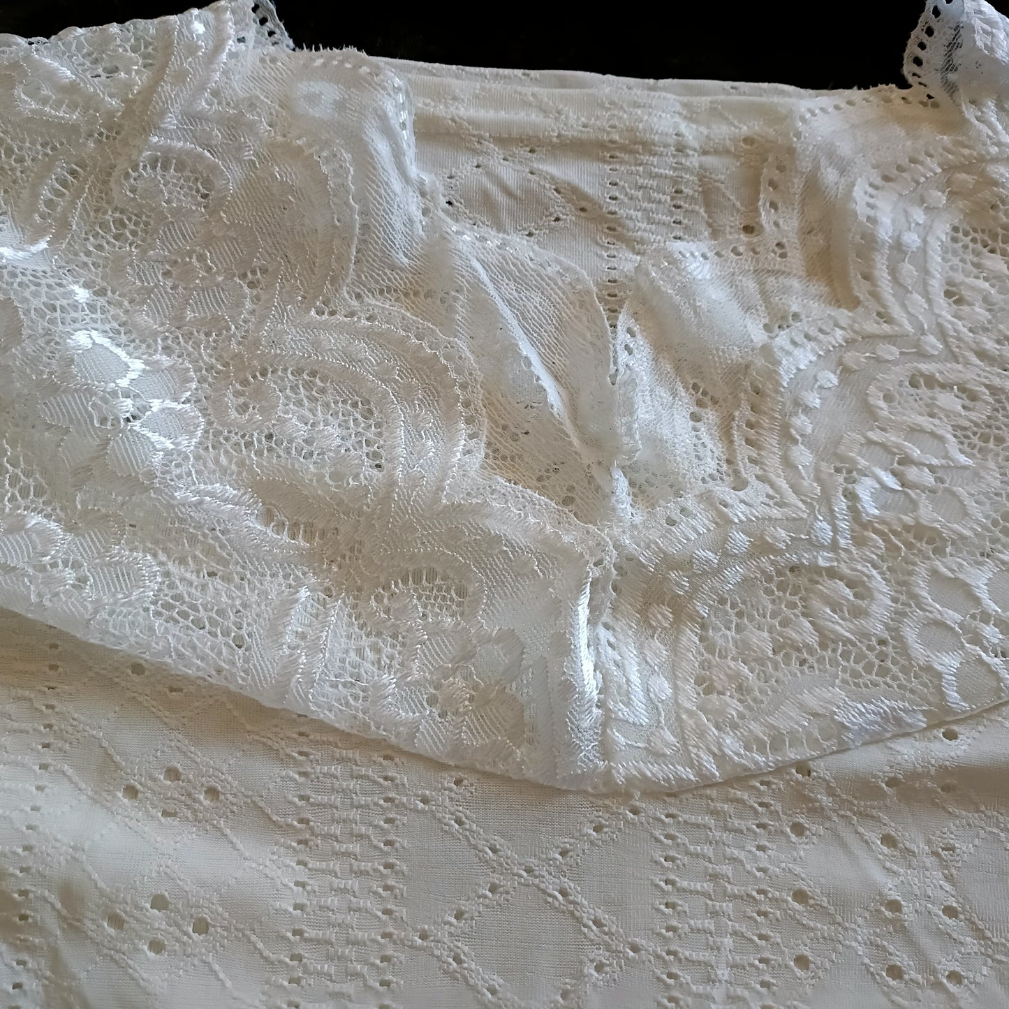 Eyelet Embroidery Top with Lace Panel