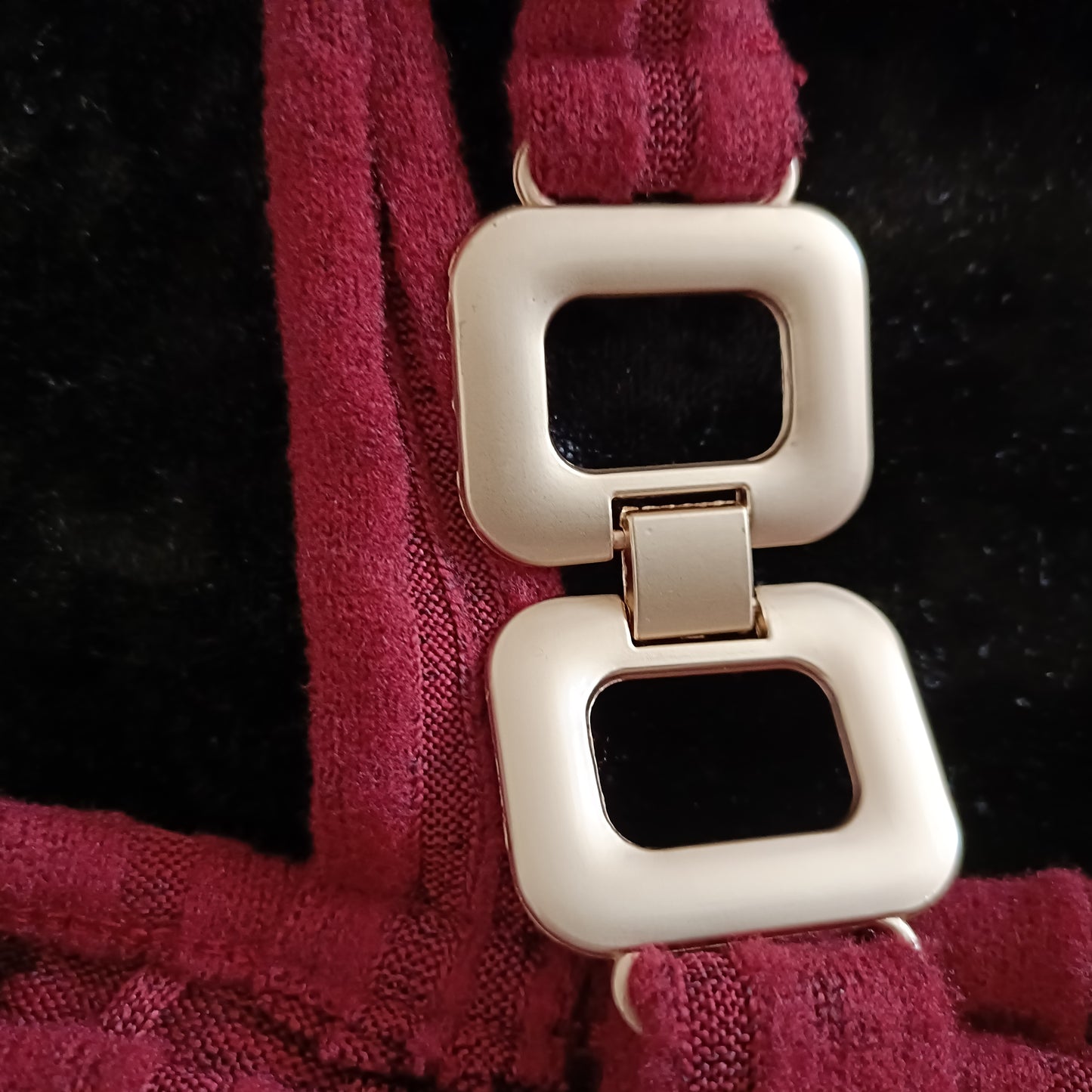 Wine Asymmetrical Top with Strap and Gold Buckle Detail