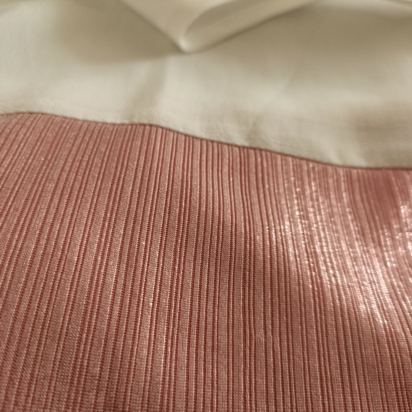 Pink and White Short Sleeve Dress with Shimmer Panel
