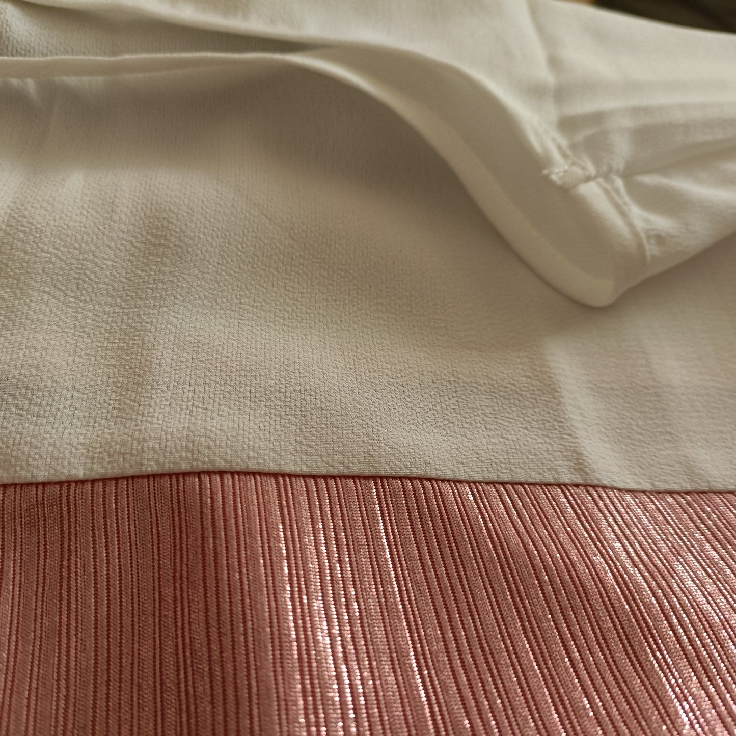 Pink and White Short Sleeve Dress with Shimmer Panel