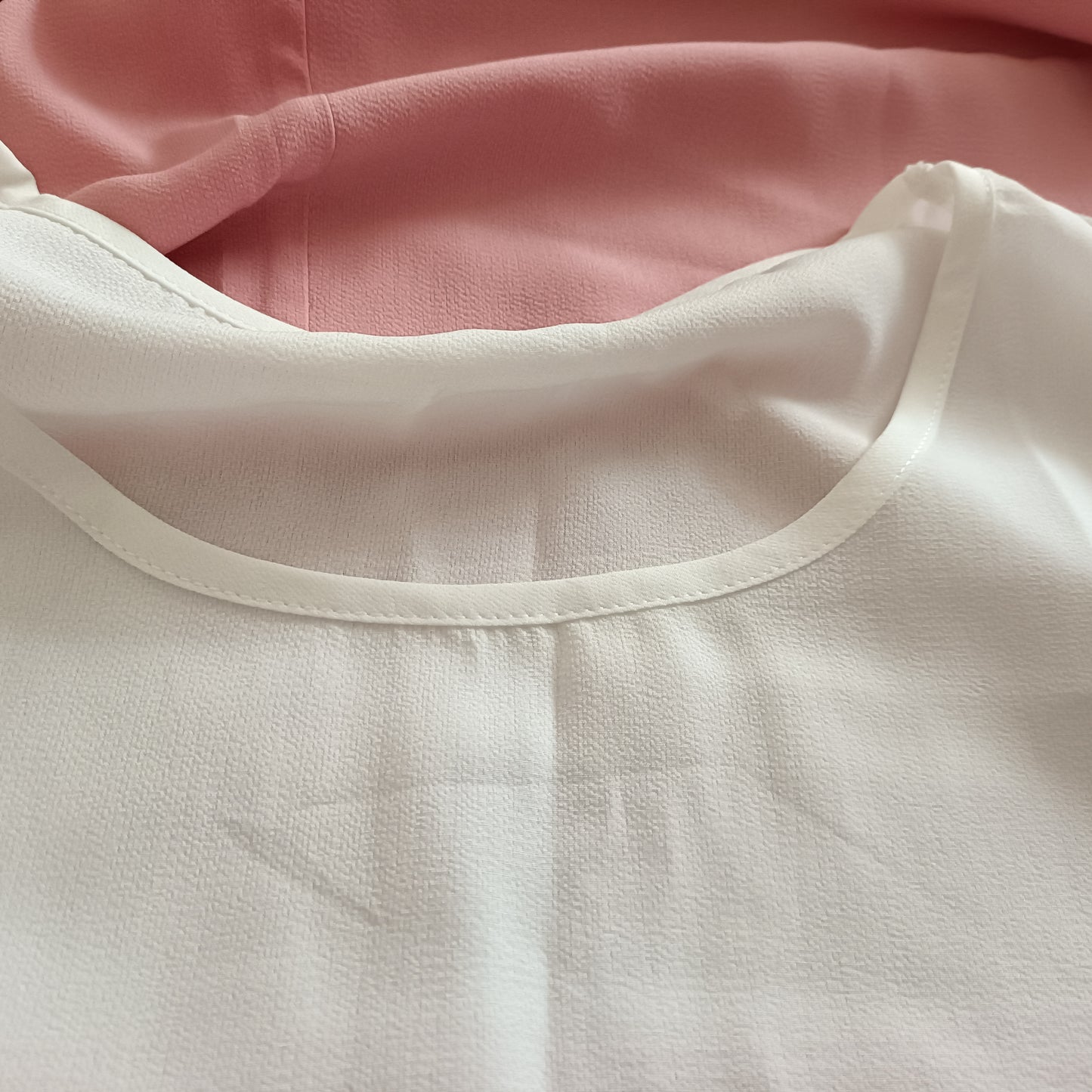 Pink and White Short Sleeve Dress with Shimmer Panel
