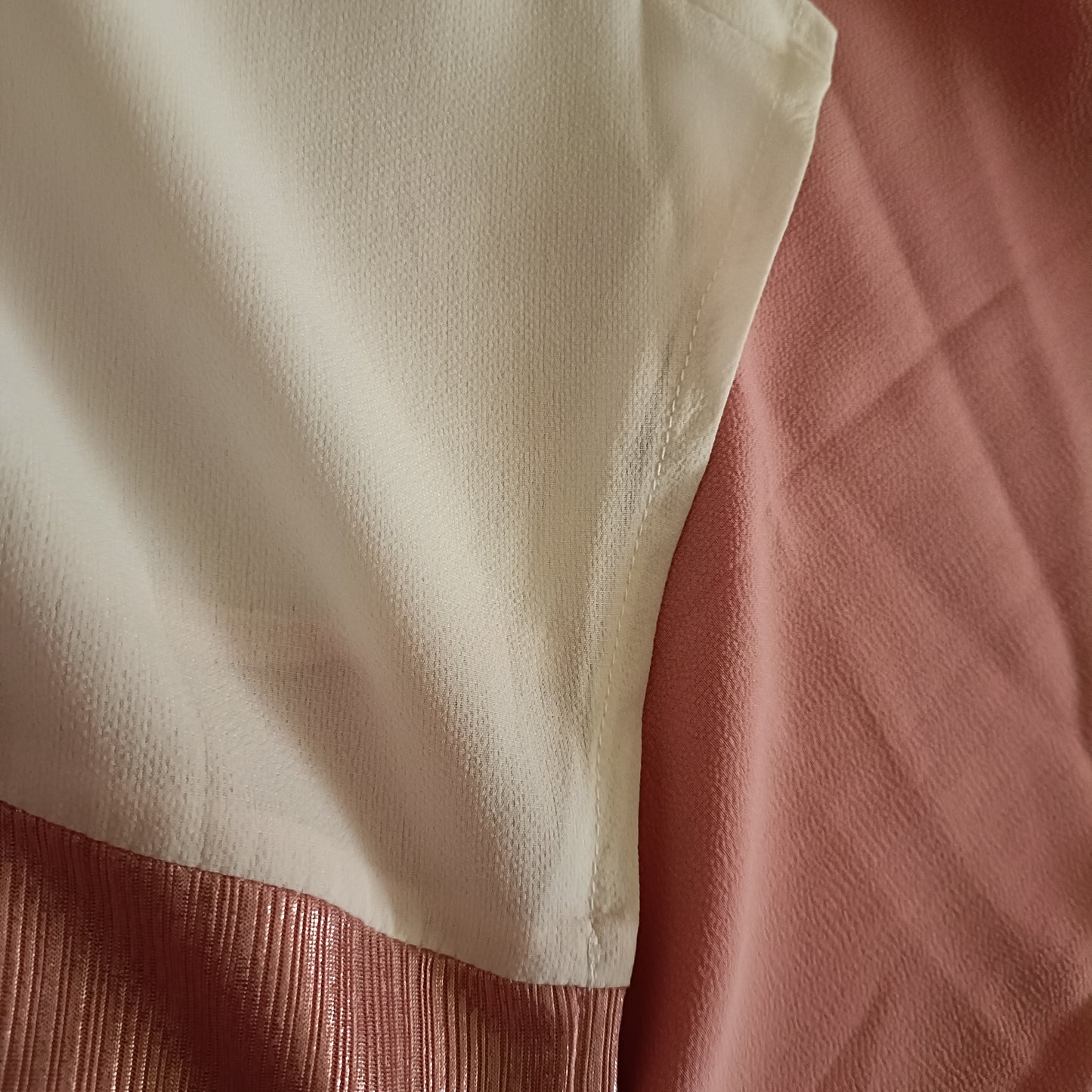 Pink and White Short Sleeve Dress with Shimmer Panel