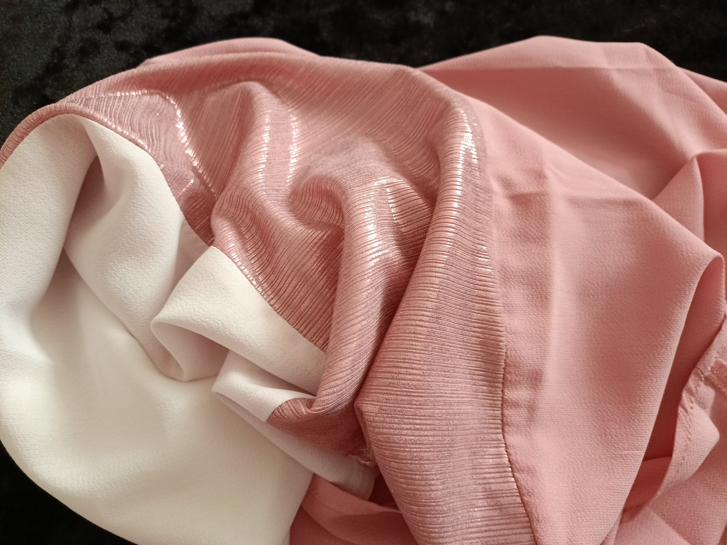 Pink and White Short Sleeve Dress with Shimmer Panel