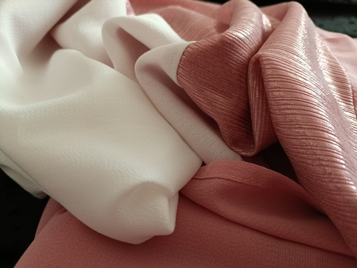 Pink and White Short Sleeve Dress with Shimmer Panel