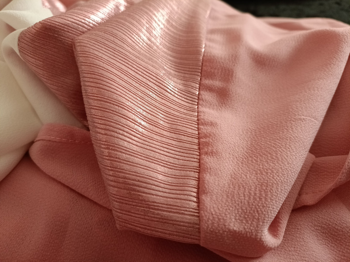 Pink and White Short Sleeve Dress with Shimmer Panel