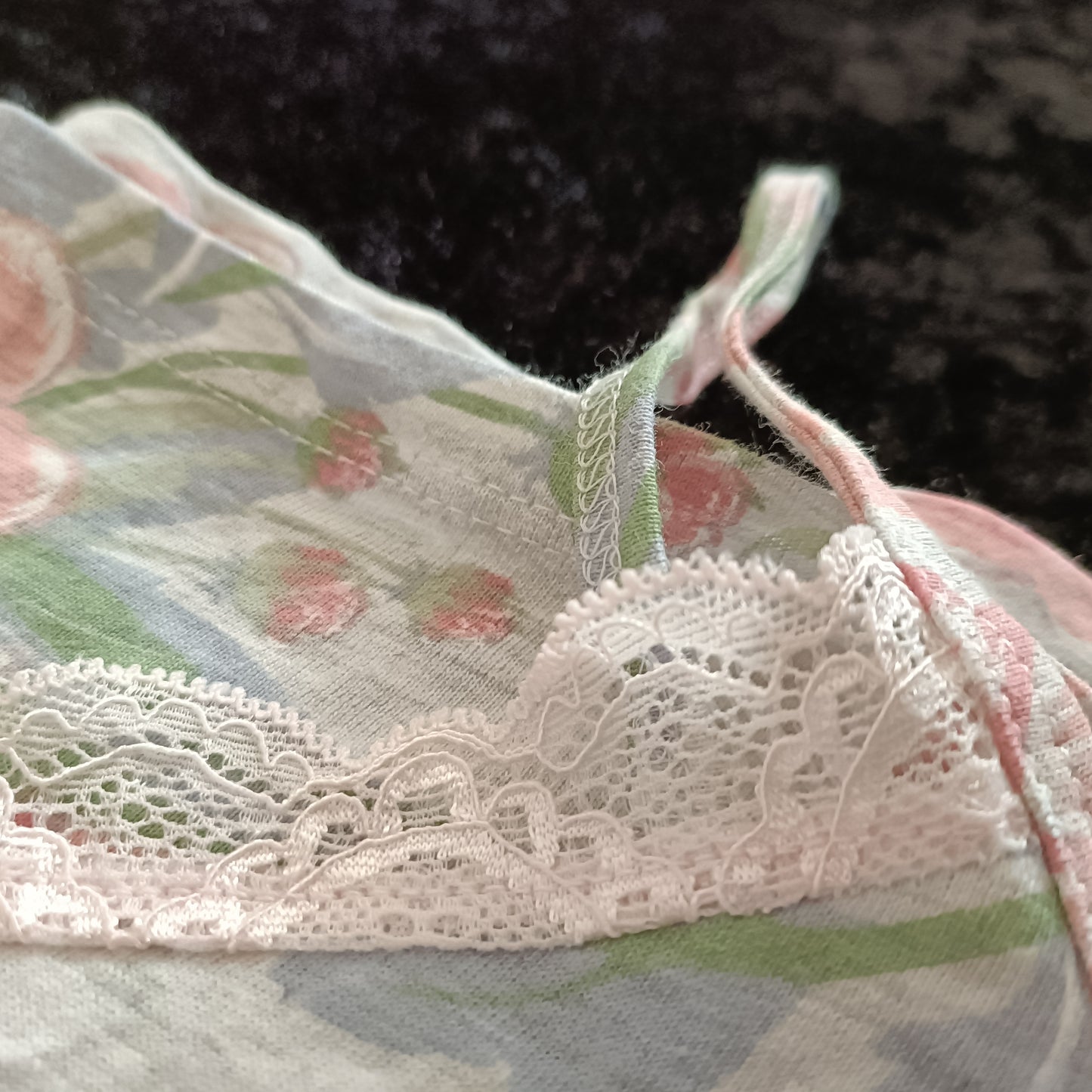 Floral Vest Top with Lace Trim