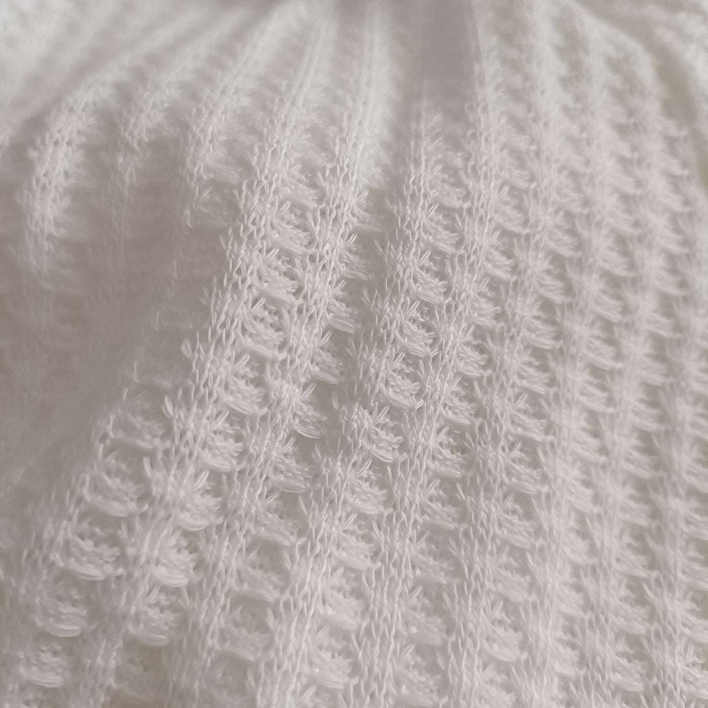 Cream Long Sleeve Waffle Texture T-Shirt with Lace Trim V Neck