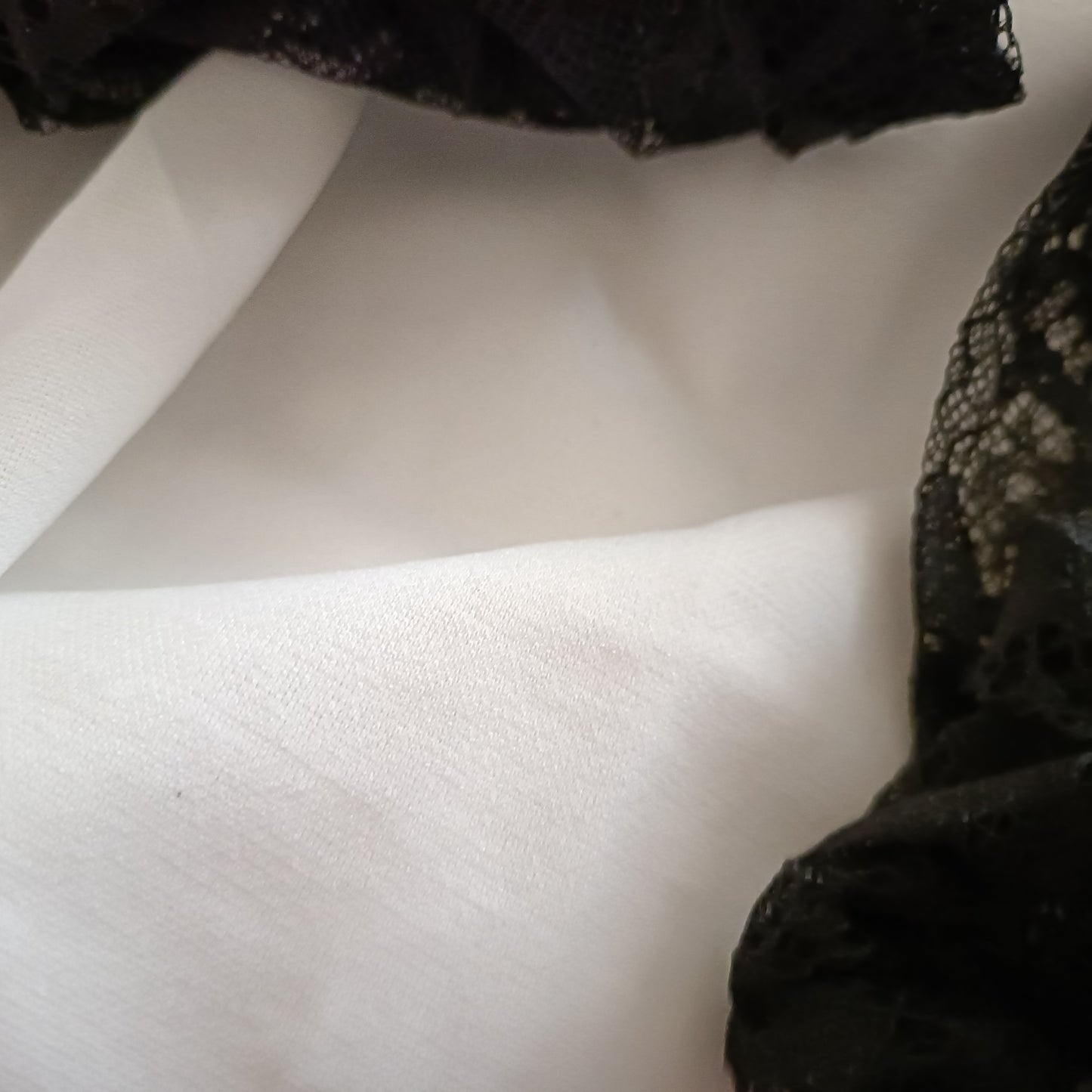 White Long Sleeve Top with Black Lace Sleeves
