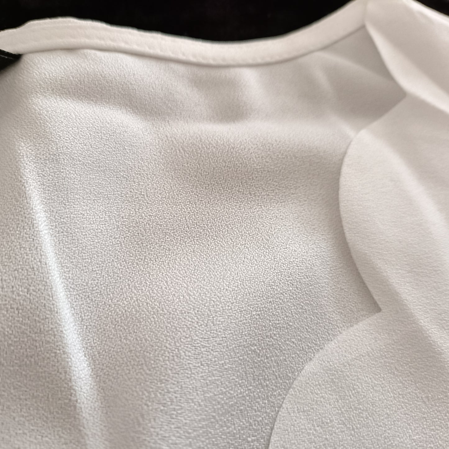White Scalloped Neckline Blouse with Lace Sleeves