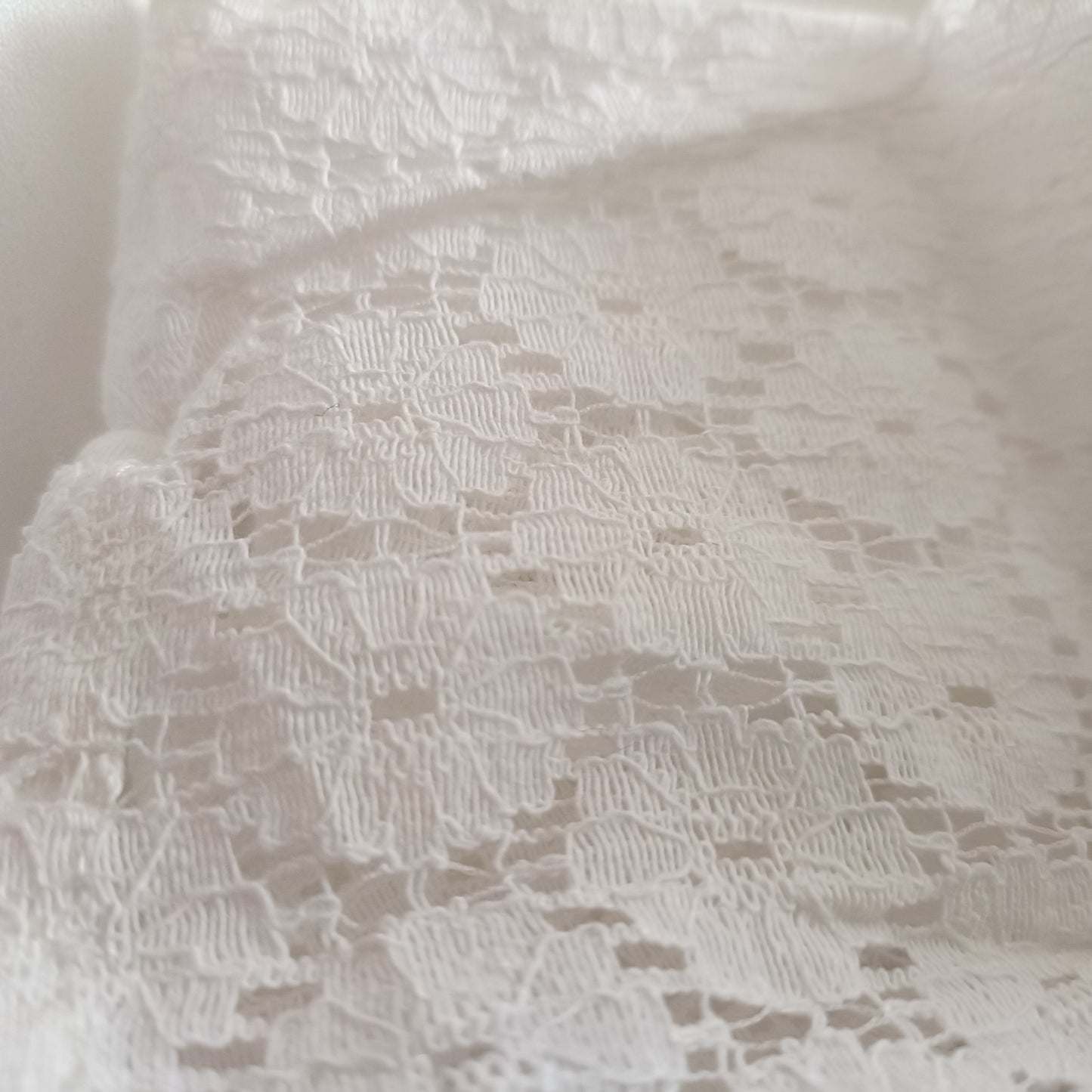 White Scalloped Neckline Blouse with Lace Sleeves