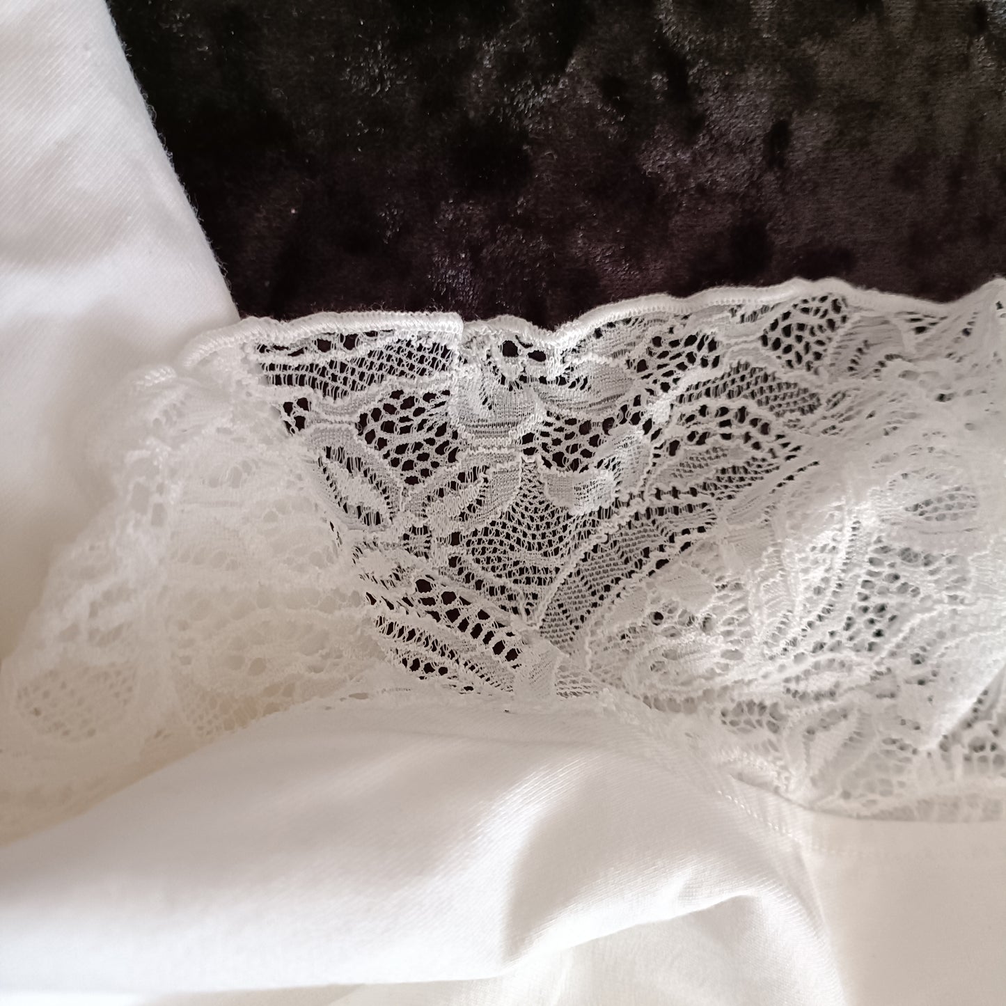 Cream T-Shirt with Lace Ruffle/Butterfly Sleeves