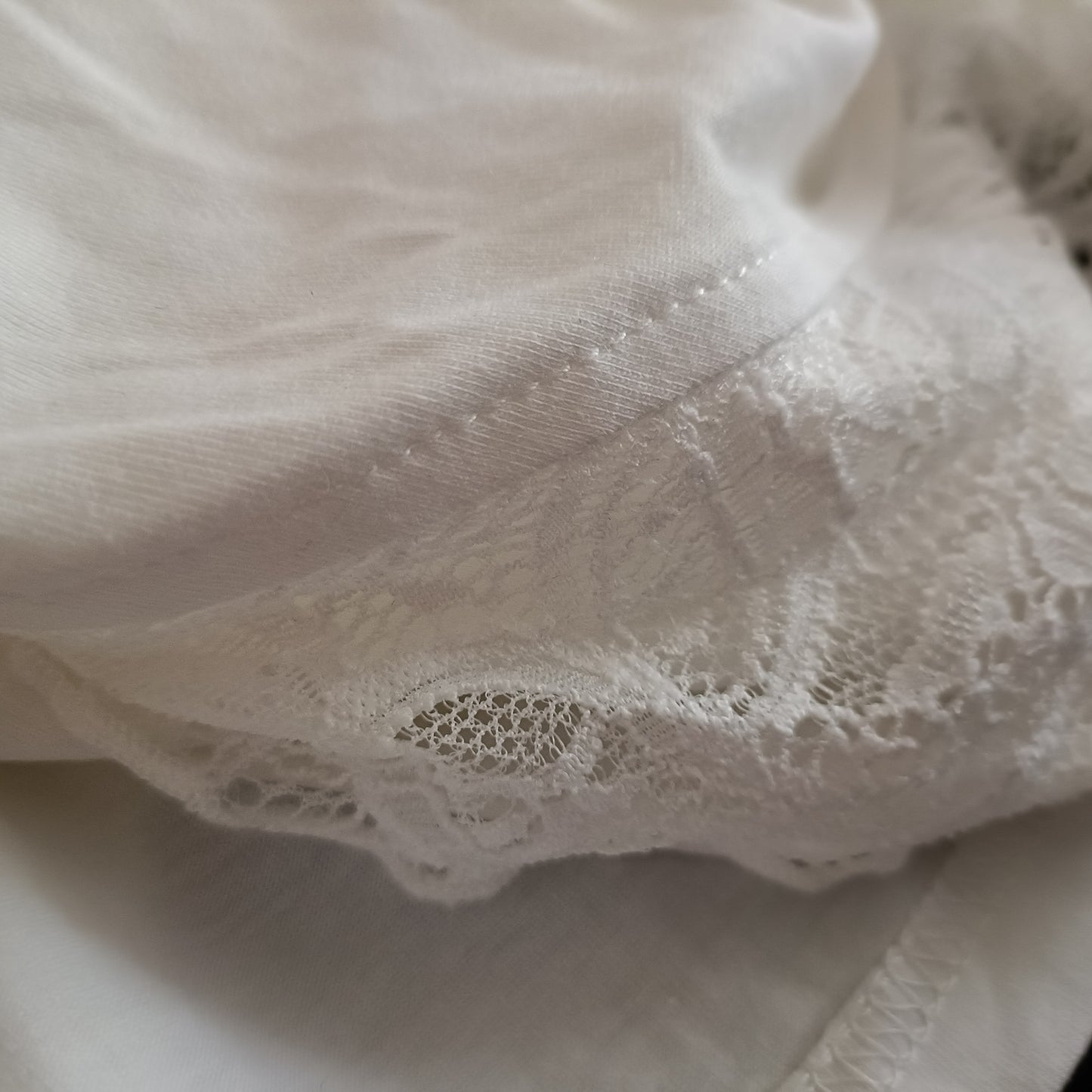 Cream T-Shirt with Lace Ruffle/Butterfly Sleeves
