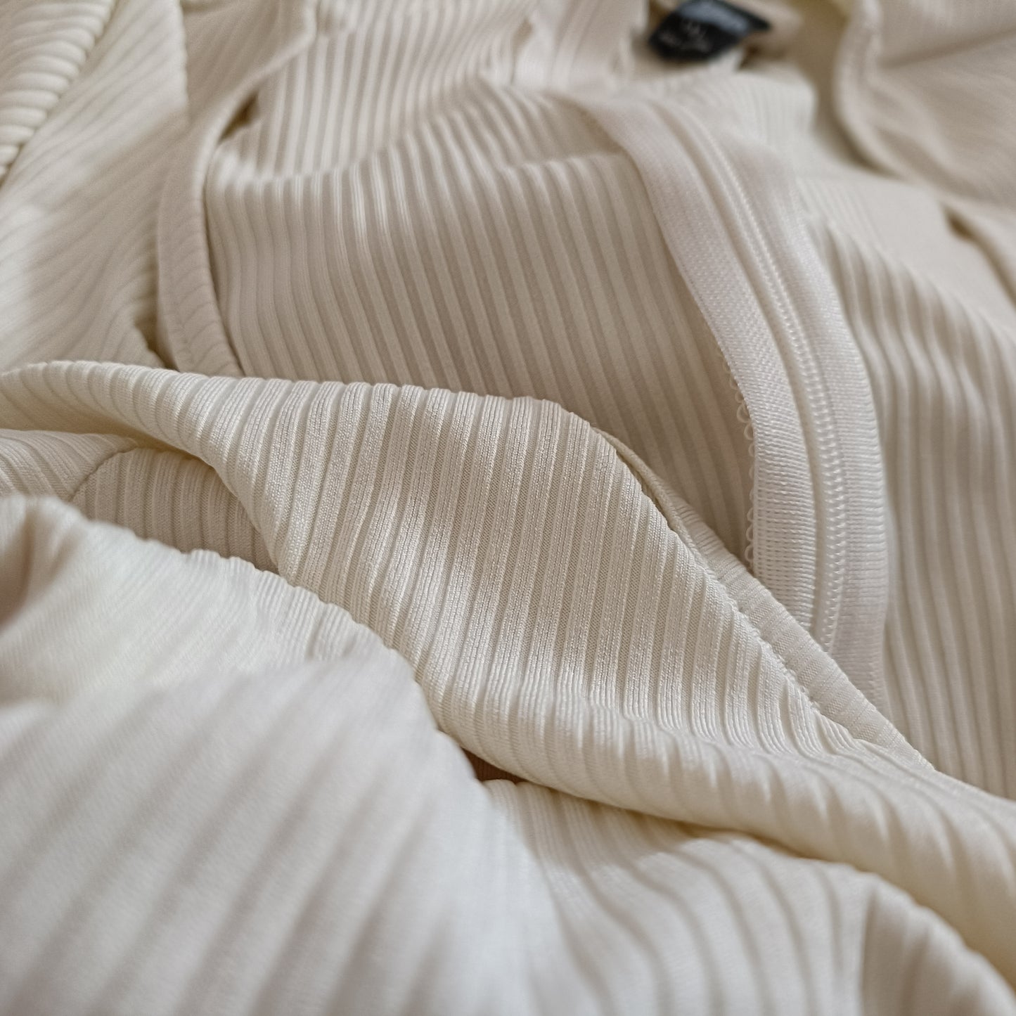 Cream Belted Dress with Frill Hem and Surplice Neckline