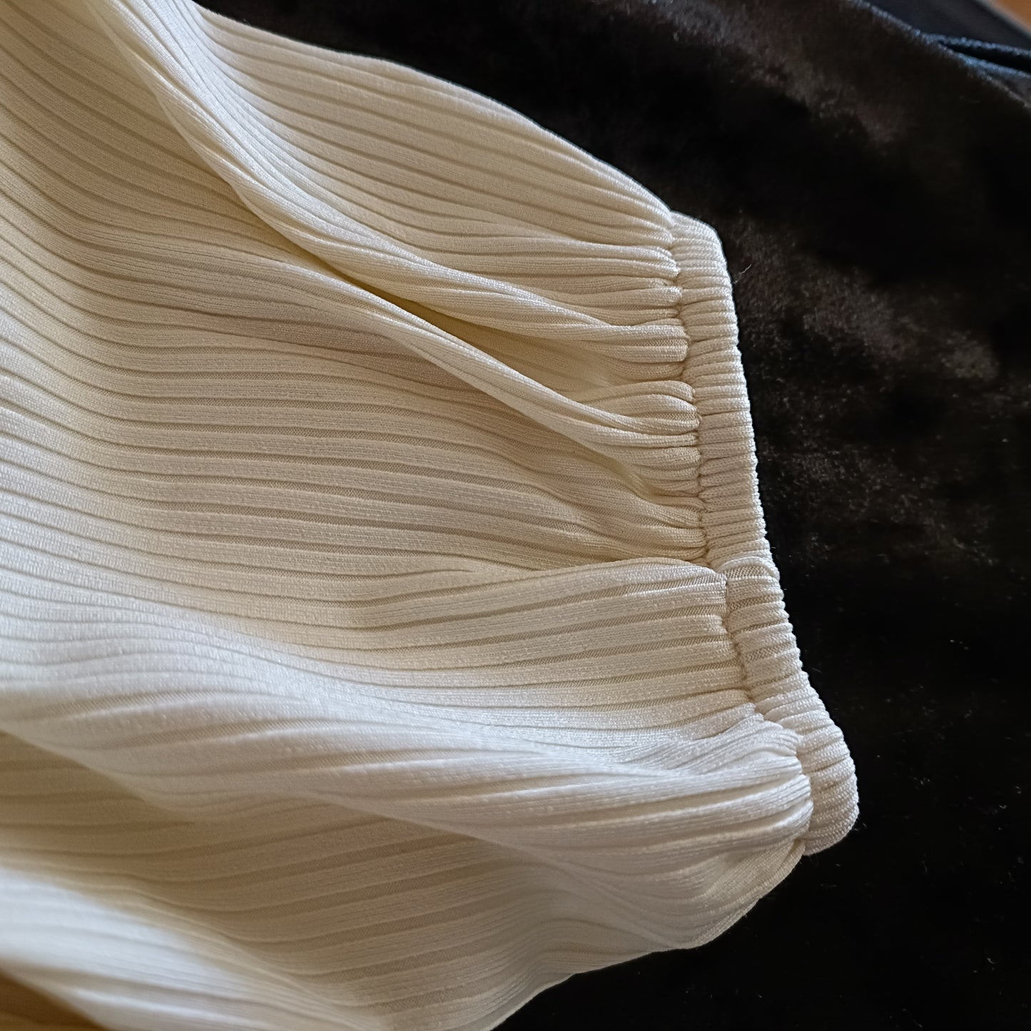 Cream Belted Dress with Frill Hem and Surplice Neckline