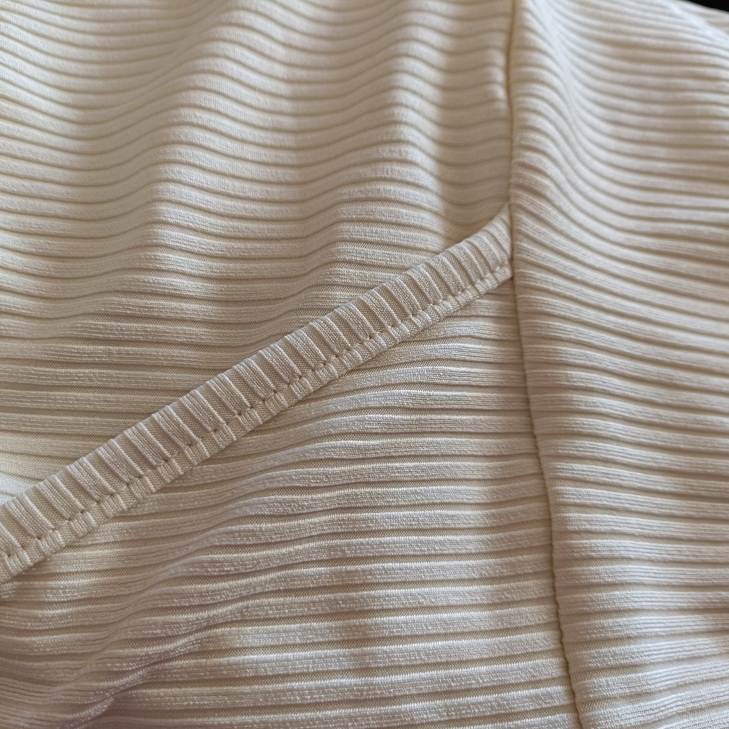 Cream Belted Dress with Frill Hem and Surplice Neckline