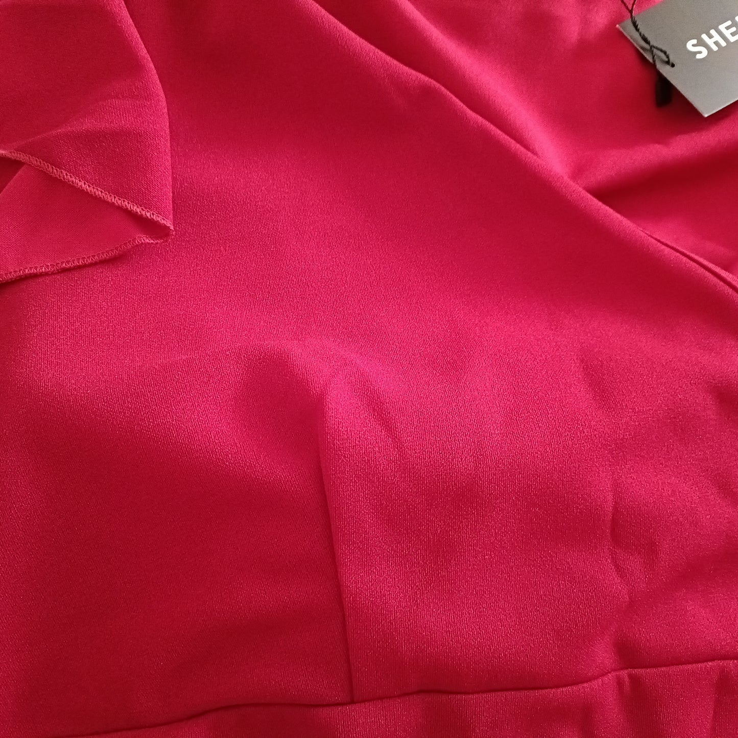 Red Dress with Crossover Neckline and Ruffle Cap Sleeves