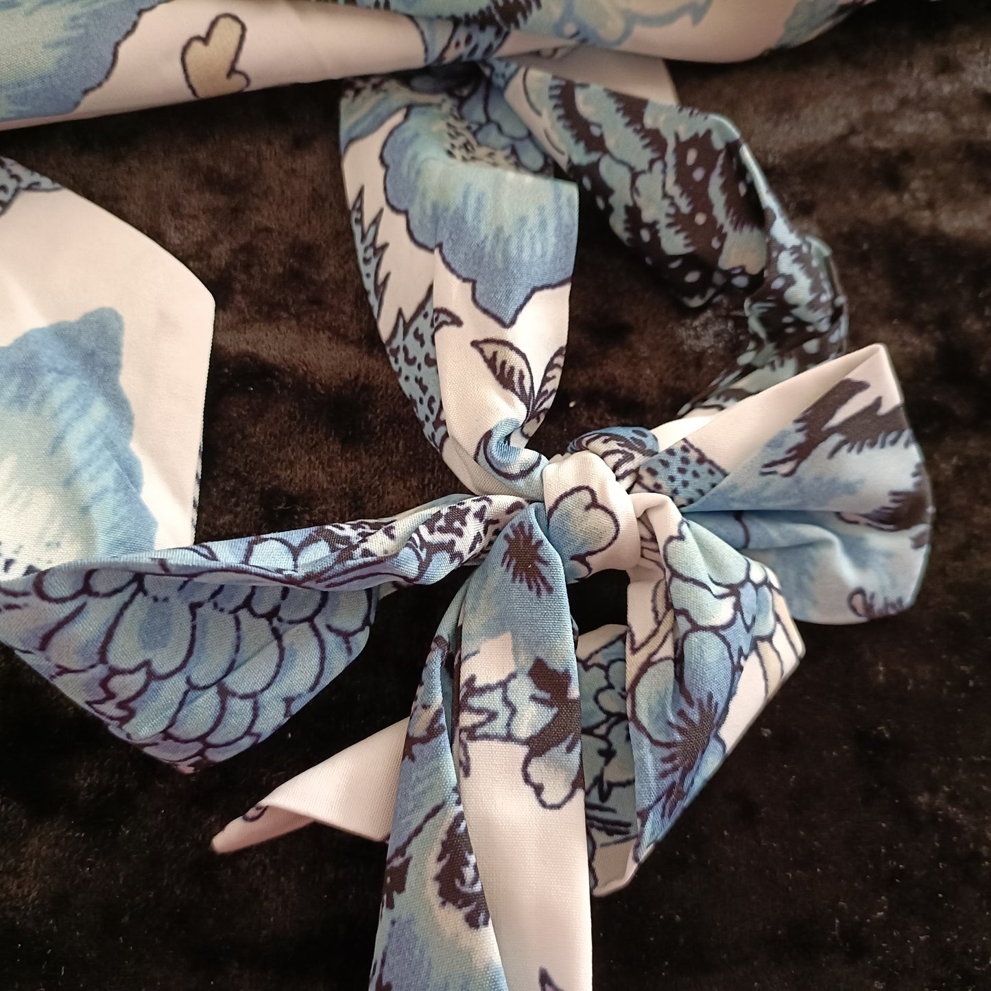 Blue Floral Shirred Bodice Dress with Tie Straps