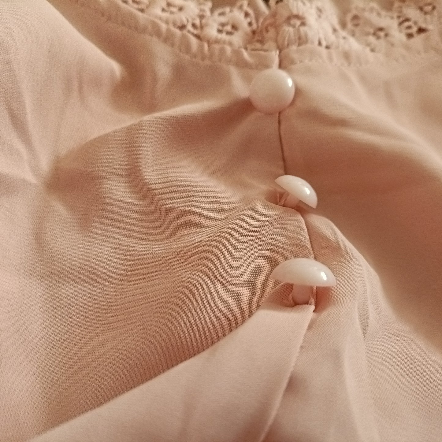 Pink Button Front and Lace Trimmed Camisole