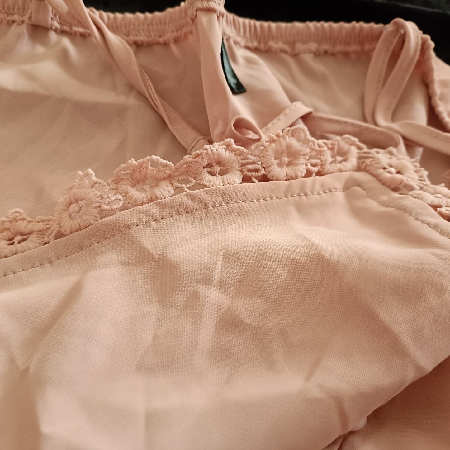 Pink Button Front and Lace Trimmed Camisole
