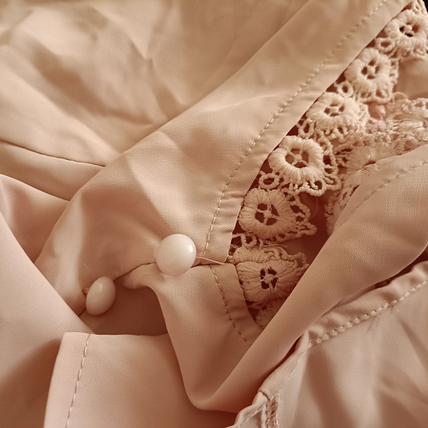 Pink Button Front and Lace Trimmed Camisole