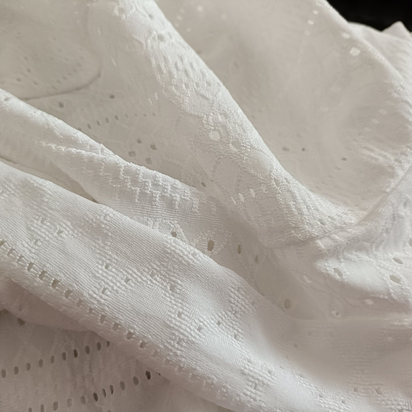Off White Eyelet Embroidery Long Sleeve Open Front Jacket/Cardigan