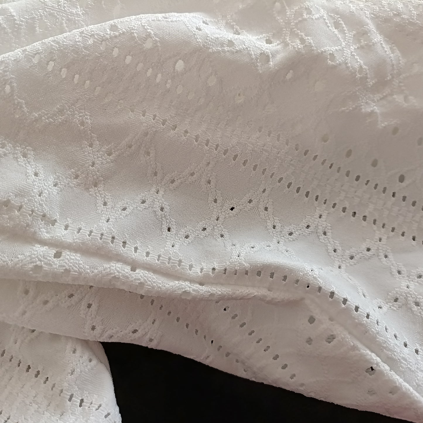 Off White Eyelet Embroidery Long Sleeve Open Front Jacket/Cardigan