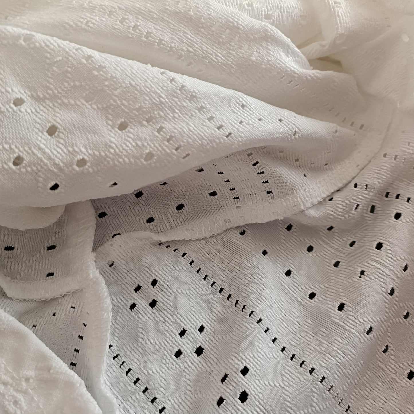 Off White Eyelet Embroidery Long Sleeve Open Front Jacket/Cardigan