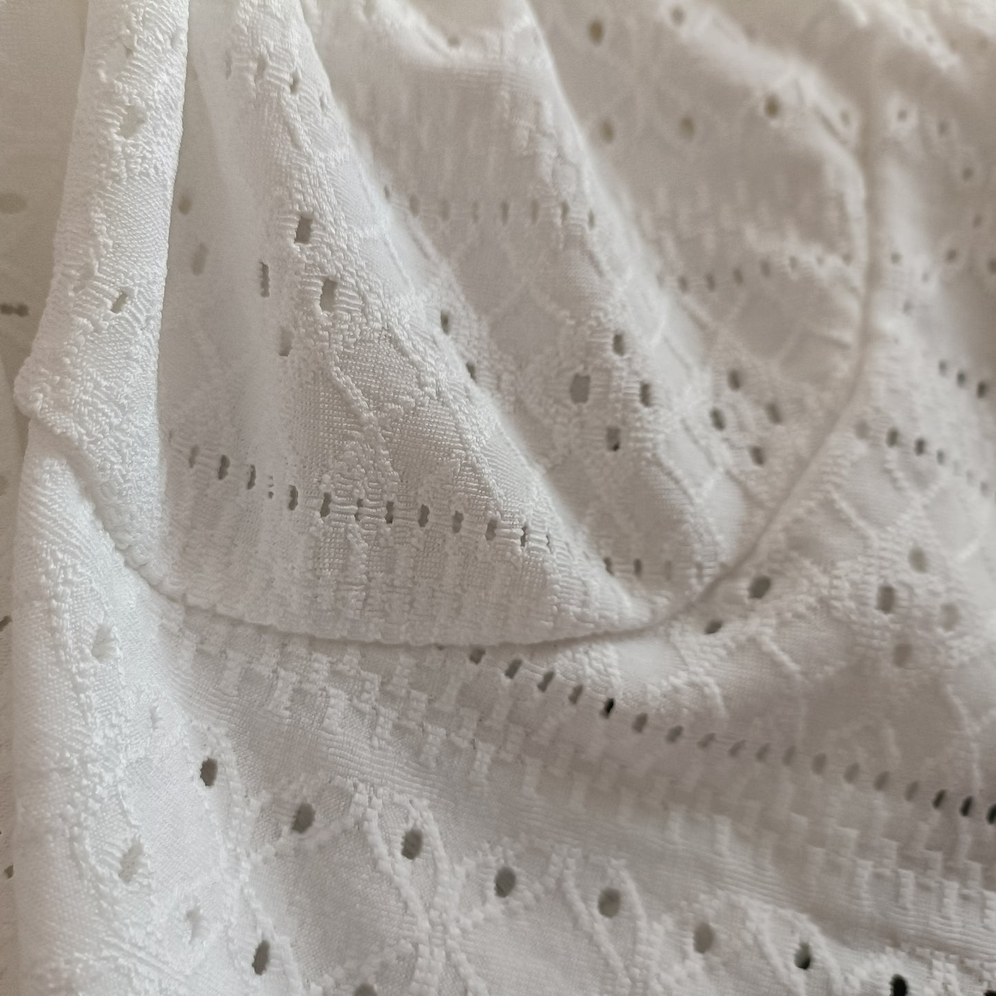 Off White Eyelet Embroidery Long Sleeve Open Front Jacket/Cardigan