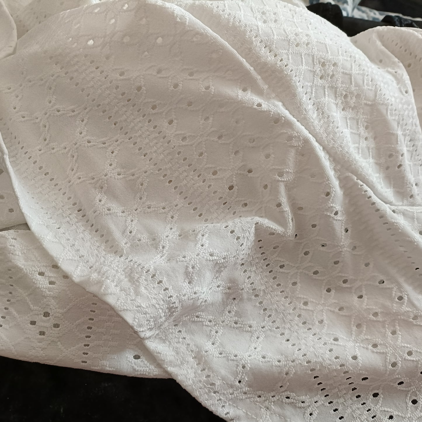 Off White Eyelet Embroidery Long Sleeve Open Front Jacket/Cardigan