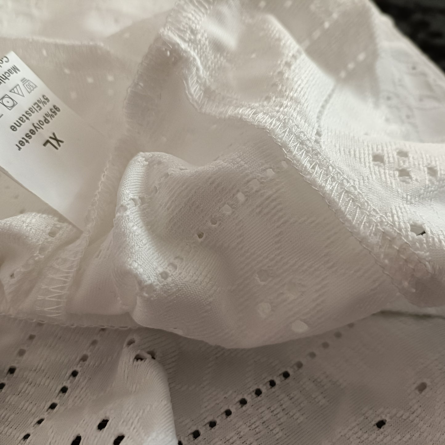 White Eyelet Embroidery Strappy Sleeveless Top with Layered Frill Hem