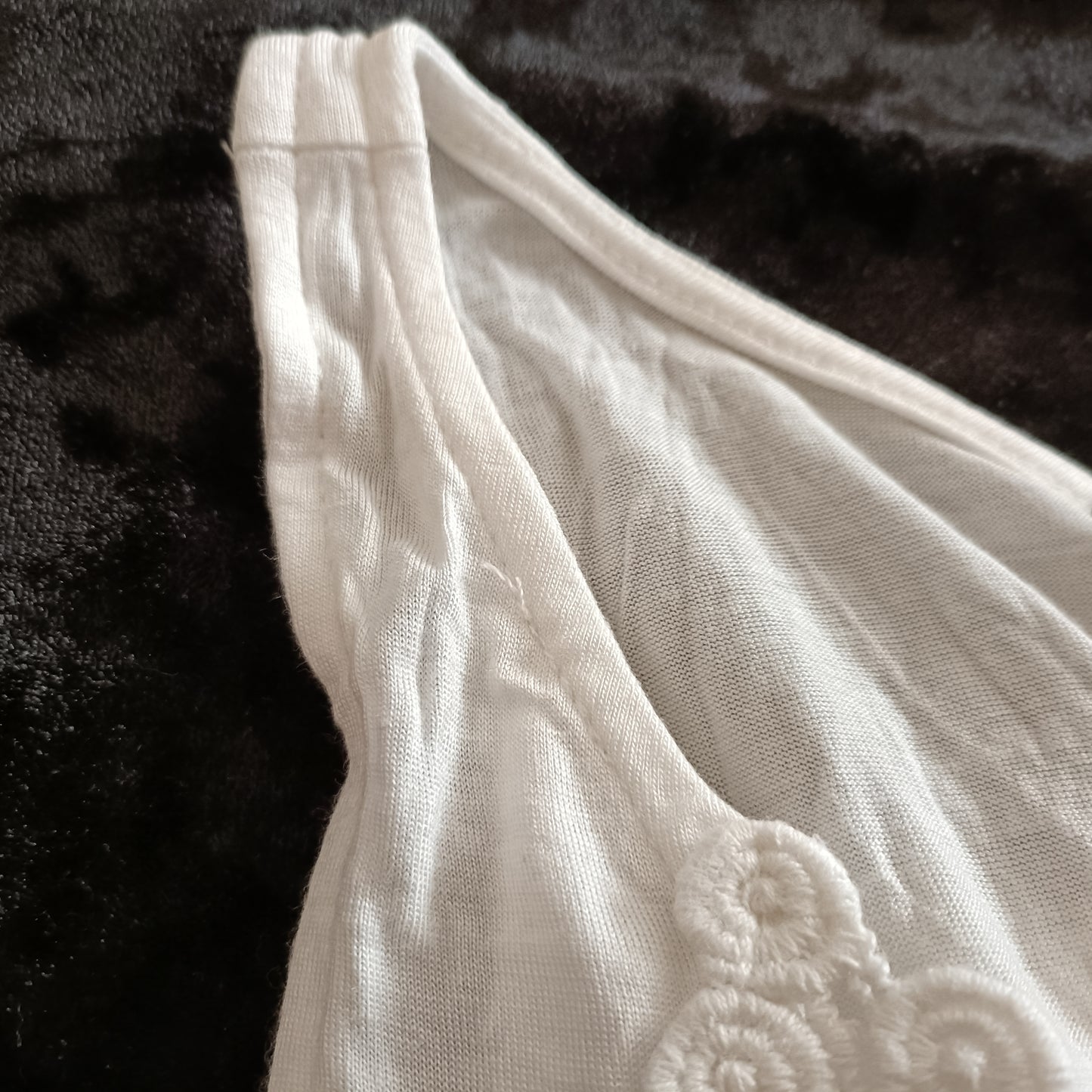 White Loose Fitting Vest Top with Lace Panel