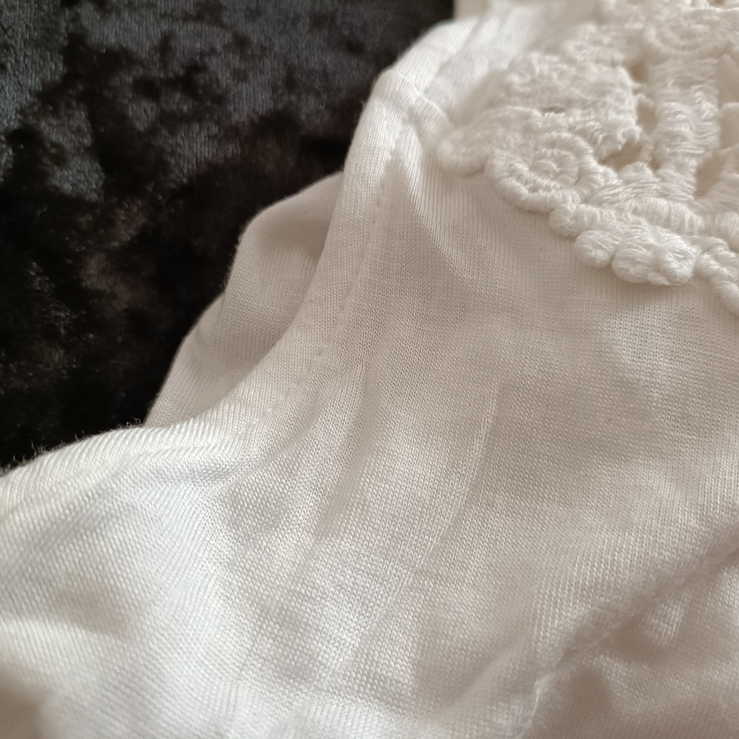 White Loose Fitting Vest Top with Lace Panel