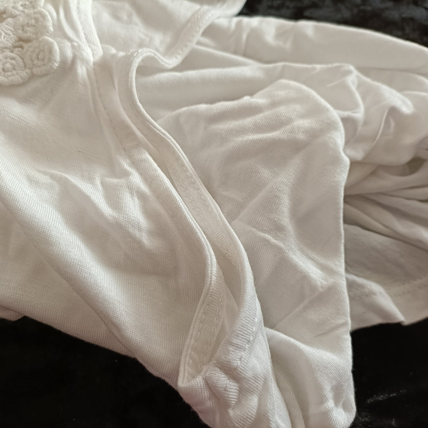White Loose Fitting Vest Top with Lace Panel