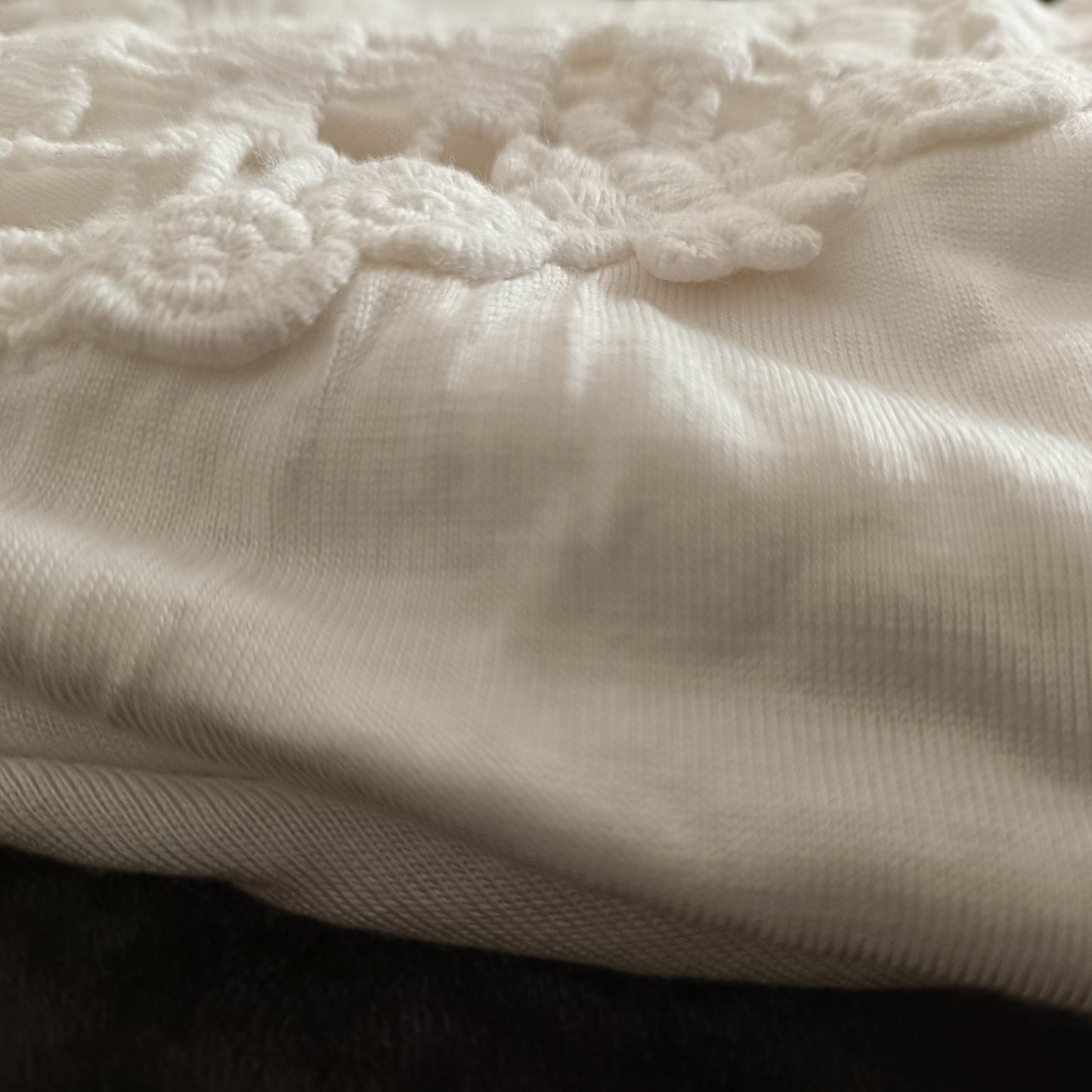 White Loose Fitting Vest Top with Lace Panel