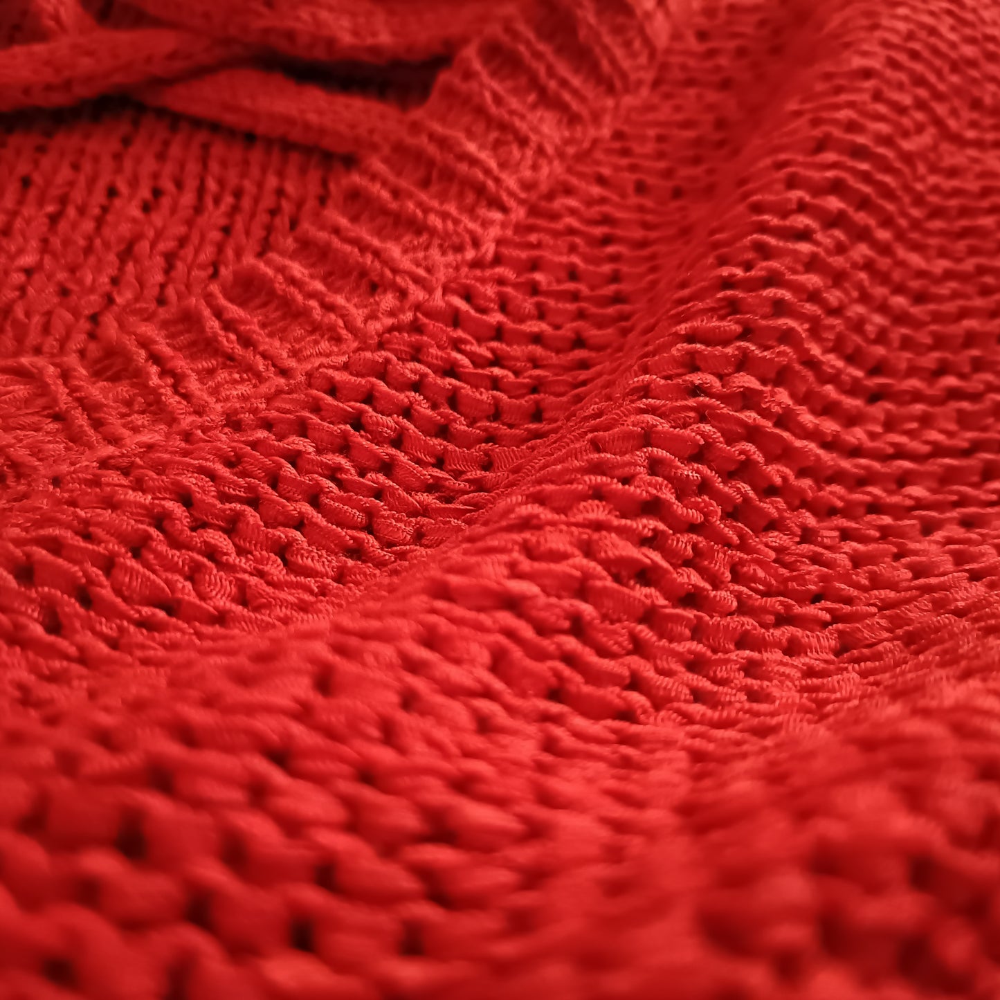 Red Loose Knit V Neck Jumper