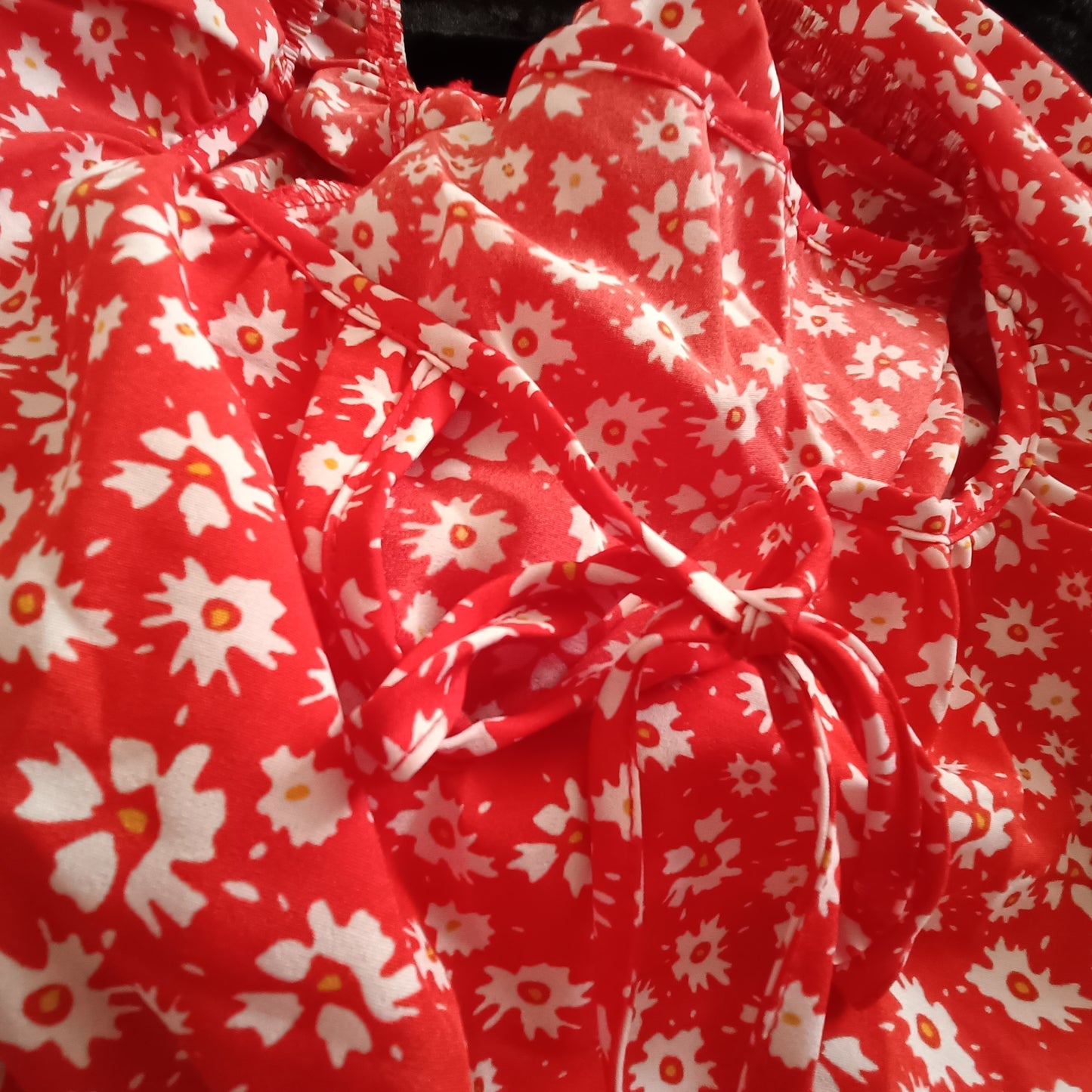 Red Dress with Daisy Print