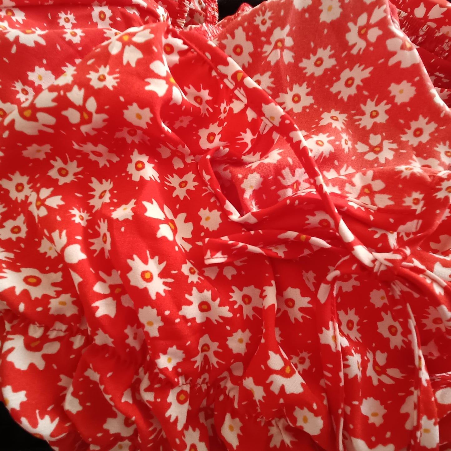 Red Dress with Daisy Print