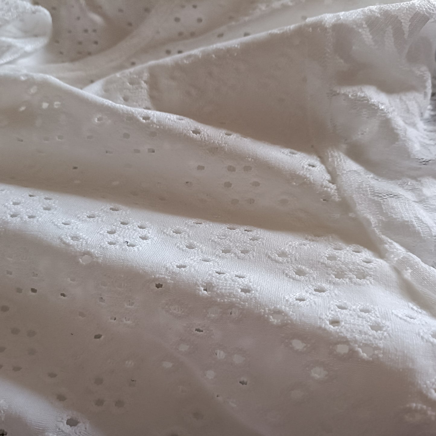Short Sleeve Eyelet Embroidery T Shirt with Lace Sleeves