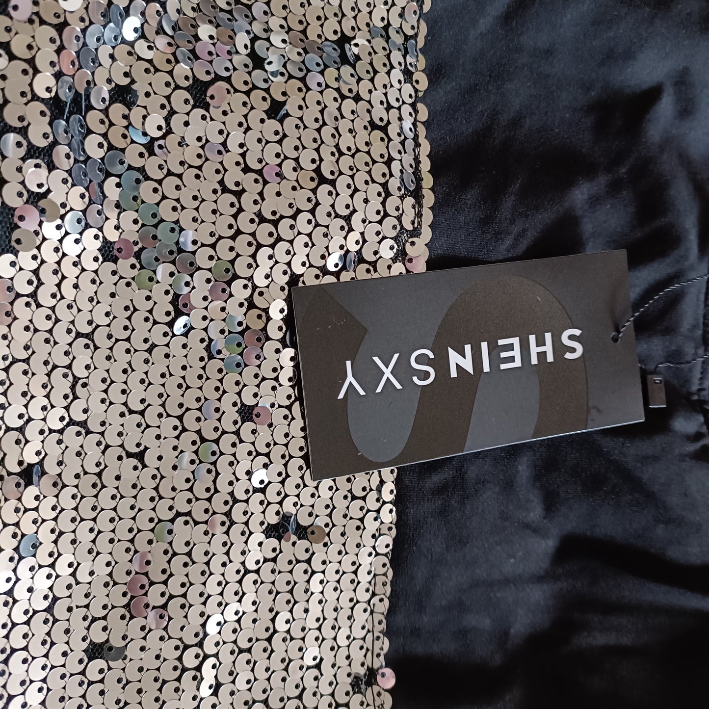 Black Long Sleeve Sequin Panel Top