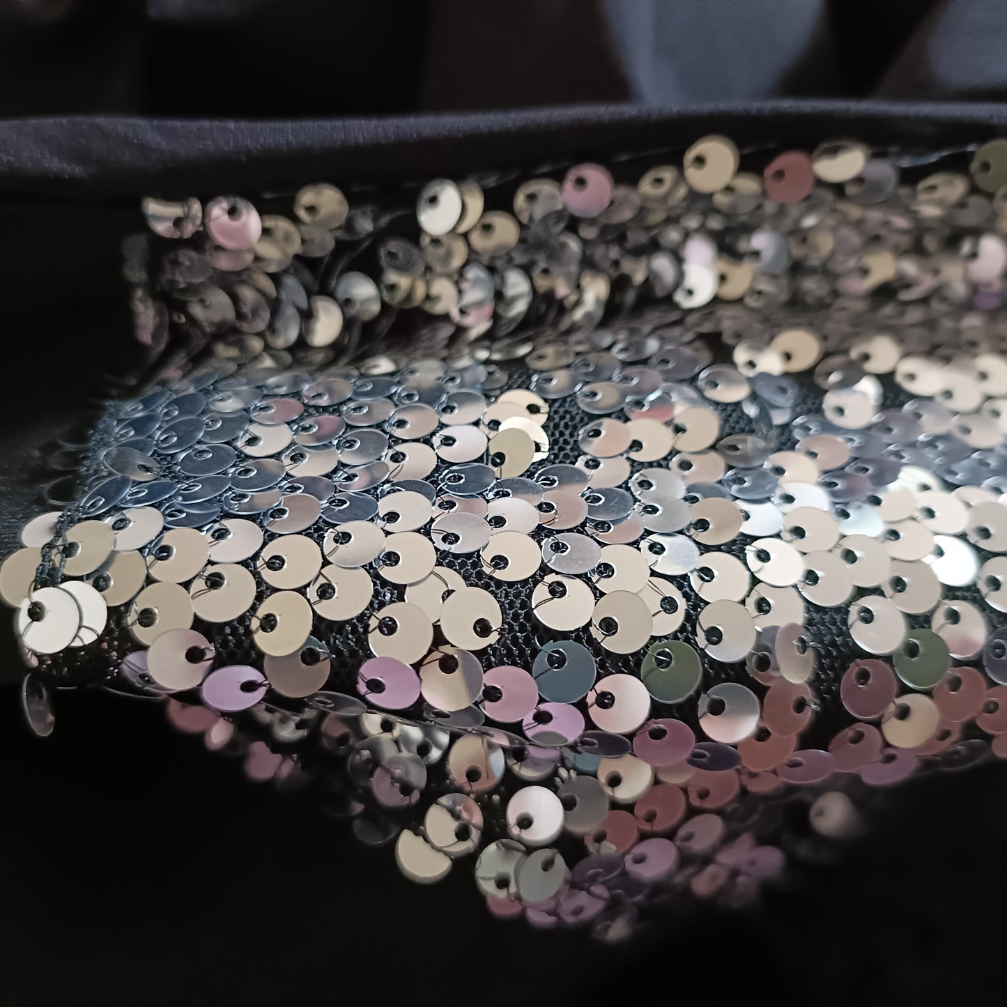 Black Long Sleeve Sequin Panel Top