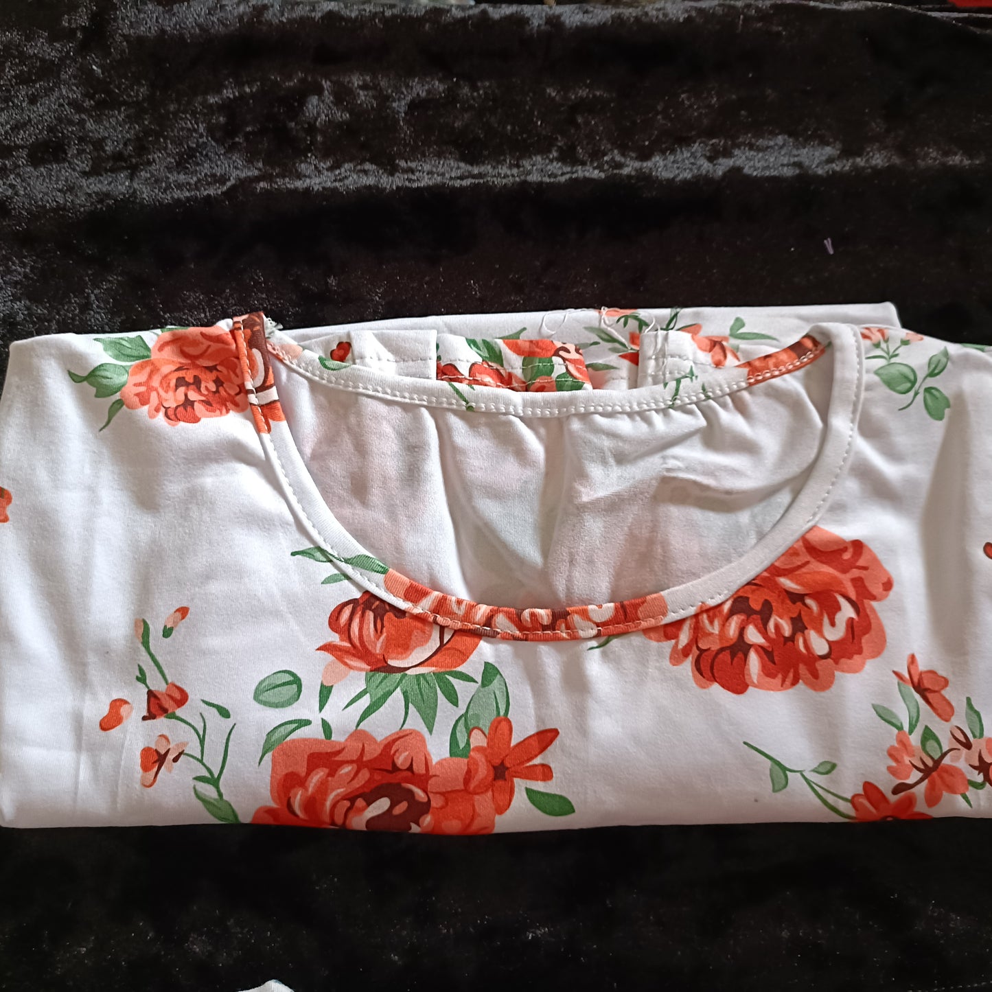 White T-Shirt with Orange Flower Print