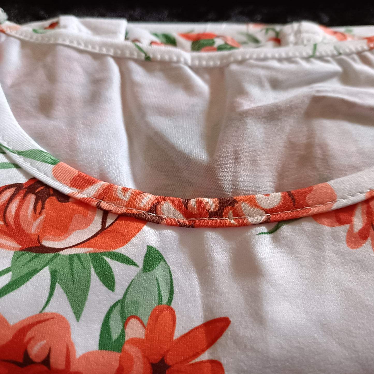 White T-Shirt with Orange Flower Print